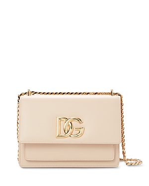 Shop Dolce & Gabbana Logo Leather Shoulder Bag In Light Pastel