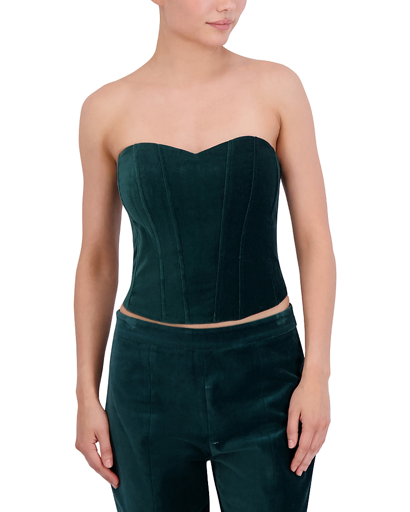 Bcbgmaxazria Strapless Velvet Bustier Top In Emerald