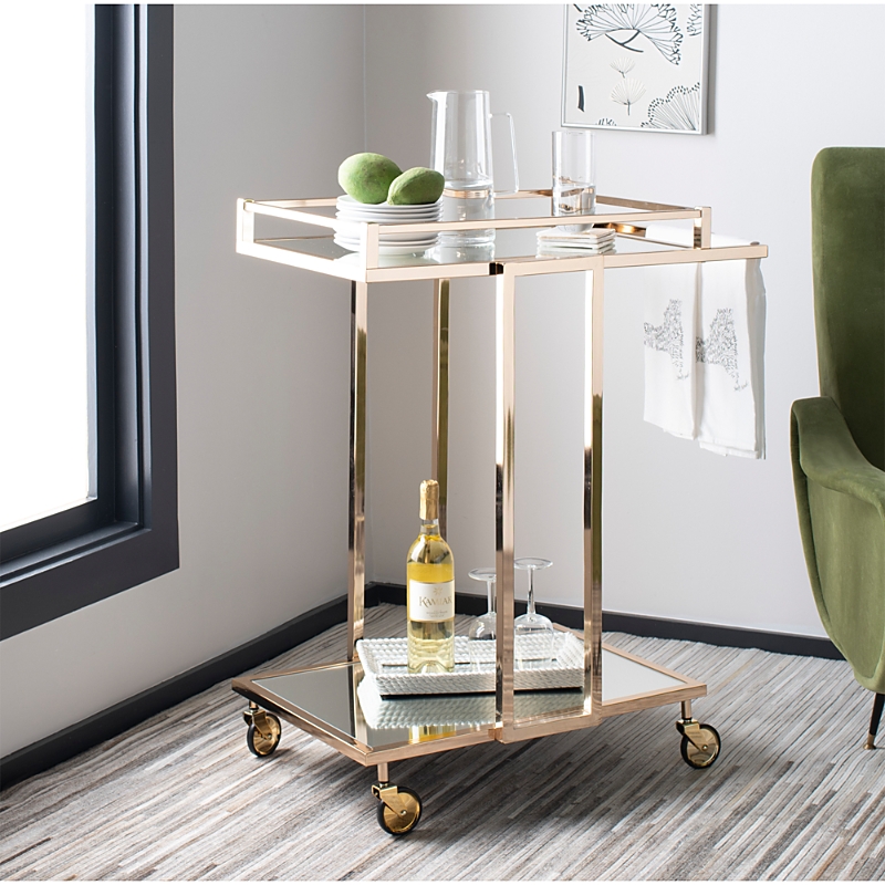 Safavieh Capri Tiered Rectangle Bar Cart In Gold