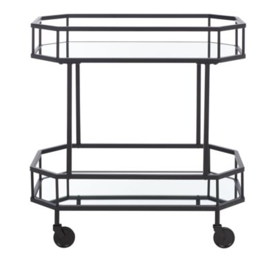 Silva Black 2 Tier Octagon Bar Cart
