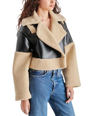 Alaina Faux Leather & Faux Shearling Cropped Coat