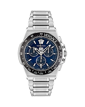 Versace Men's Swiss Chronograph Greca Extreme Stainless Steel Bracelet Watch 45mm In Blue/silver