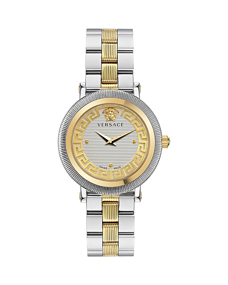 Versace Greca Flourish Bracelet Watch In Silver/two-tone