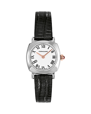 Shop Ferragamo Soft Square Watch, 23mm In White/black
