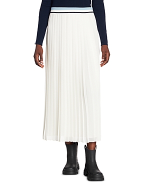 Shop Moncler Pleated Midi Skirt In Natural