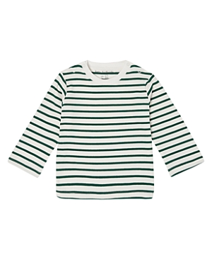 Shop Dotty Dungarees Unisex Long Sleeve Breton Stripe Top - Baby, Little Kid, Big Kid In Green Stripe