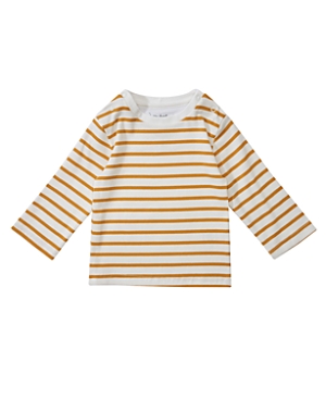 Dotty Dungarees Unisex Long Sleeve Breton Stripe Top - Baby, Little Kid, Big Kid In Ochre Stripe