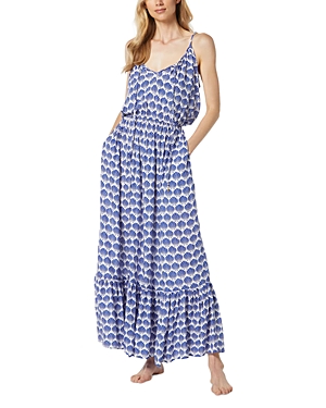 Kate Spade New York Printed Maxi Cover Up Dress In Blue Berry