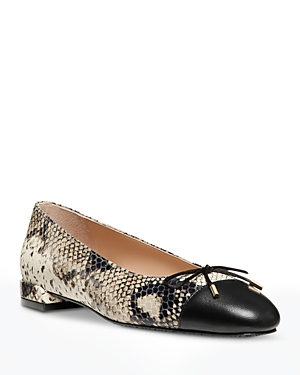 Stuart Weitzman Sleek Cap Toe Bow Flat In Multi