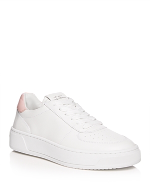 Shop Stuart Weitzman Women's Sw Courtside Lace Up Low Top Sneakers In White/pink