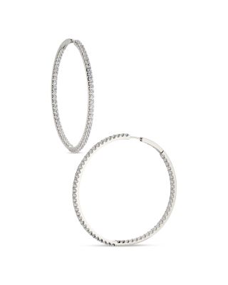 Pav&eacute; Inside Out Hoop Earrings in 18K Gold Plated or Rhodium Plated 