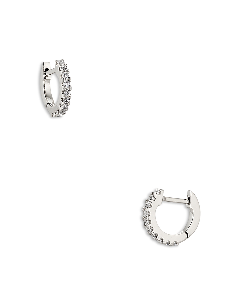 NADRI PAVE HUGGIE HOOP EARRINGS IN 18K GOLD PLATED OR RHODIUM PLATED