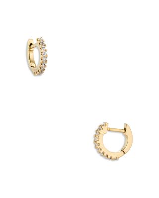 Nadri - Pav&eacute; Huggie Hoop Earrings in 18K Gold Plated or Rhodium Plated