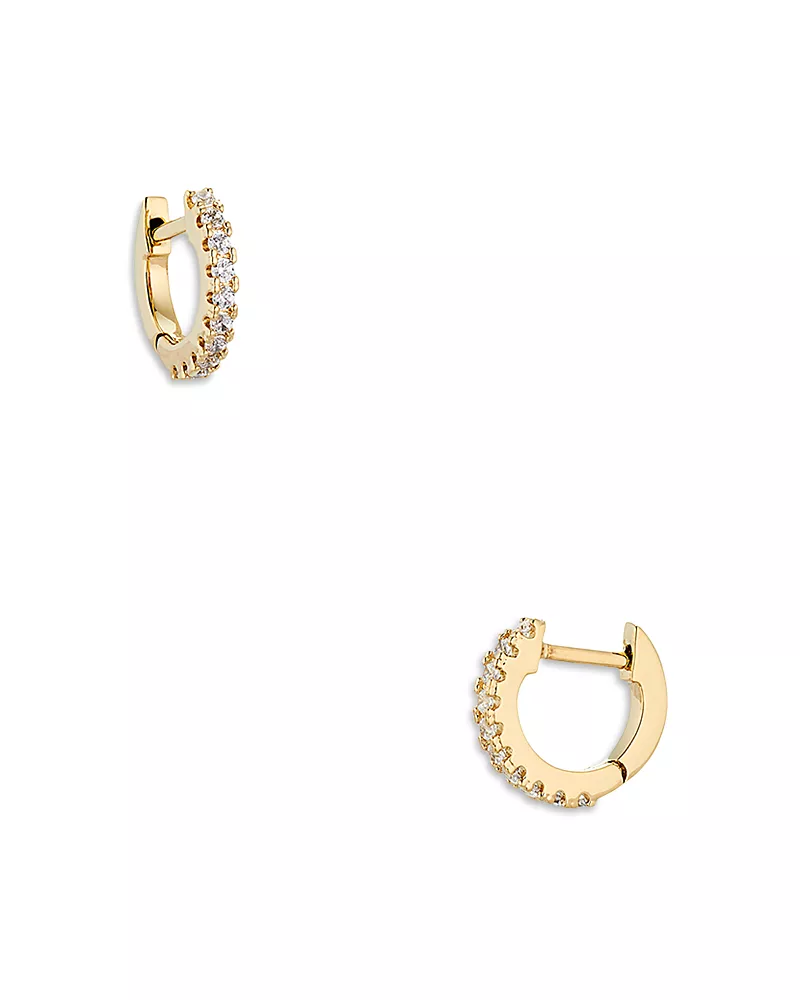 Nadri Pave Huggie Hoop Earrings in 18K Gold Plated or Rhodium Plated