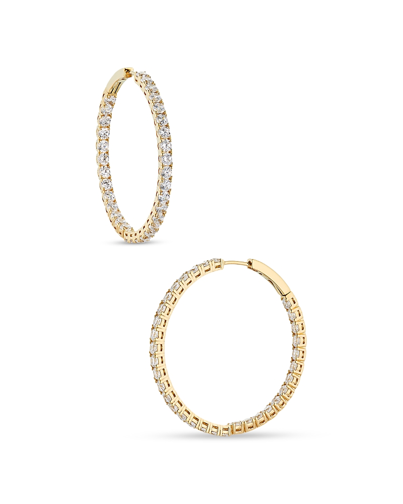NADRI INSIDE OUT HOOP EARRINGS IN 18K GOLD PLATED OR RHODIUM PLATED