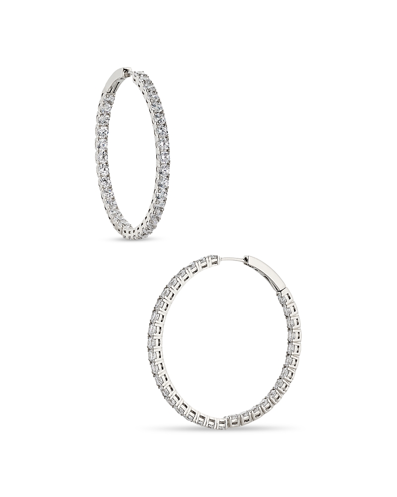 Nadri Inside Out Hoop Earrings in 18K Gold Plated or Rhodium Plated