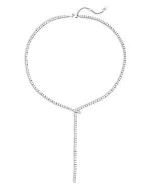 Nadri Tennis Y Necklace In 18k Gold Plated Or Rhodium Plated, 15 In Silver
