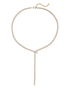 Tennis Y Necklace in 18K Gold Plated or Rhodium Plated, 15