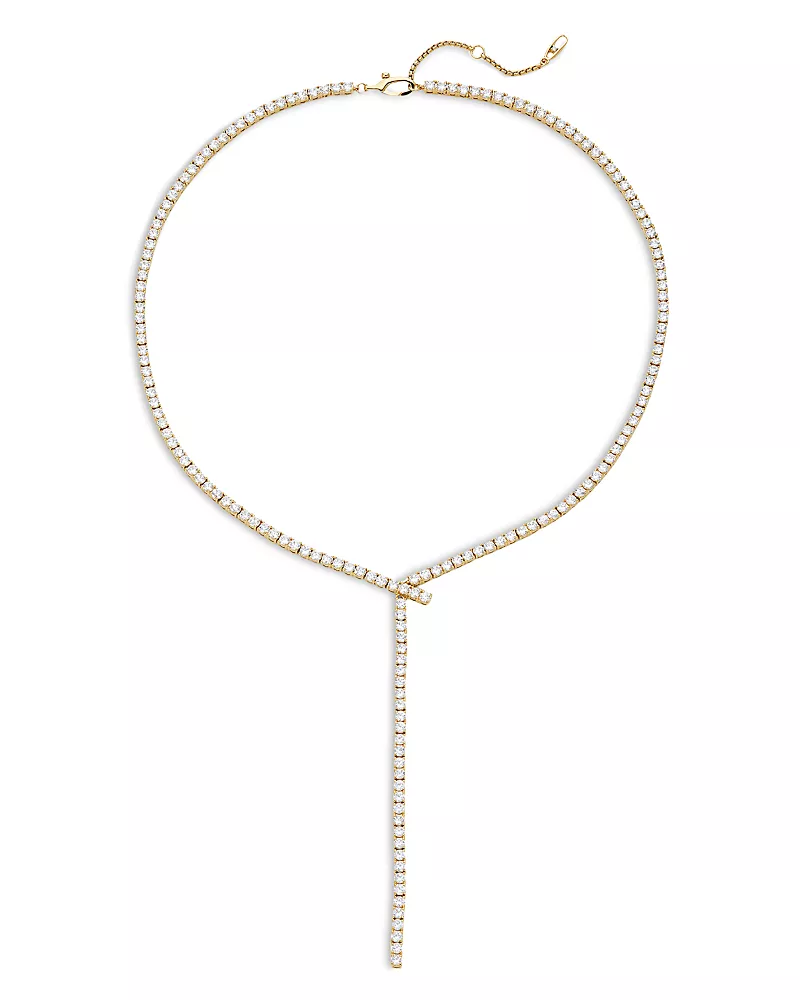 Nadri Tennis Y Necklace in 18K Gold Plated or Rhodium Plated, 15