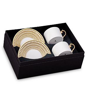 Shop L'objet Perlee Teacup And Saucer Gift Box In Gold