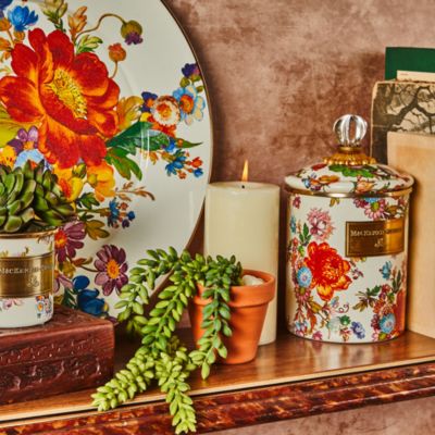 Flower Market Medium Canister - White