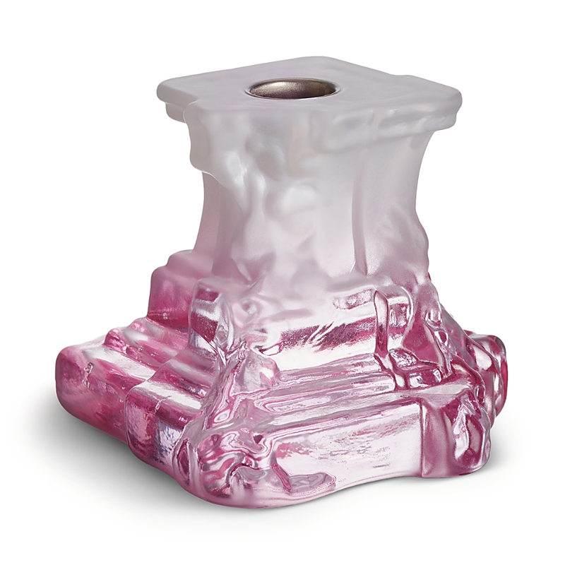 Kosta Boda Rocky Baroque Kryptonite Small Candlestick, 3.7" In Rose