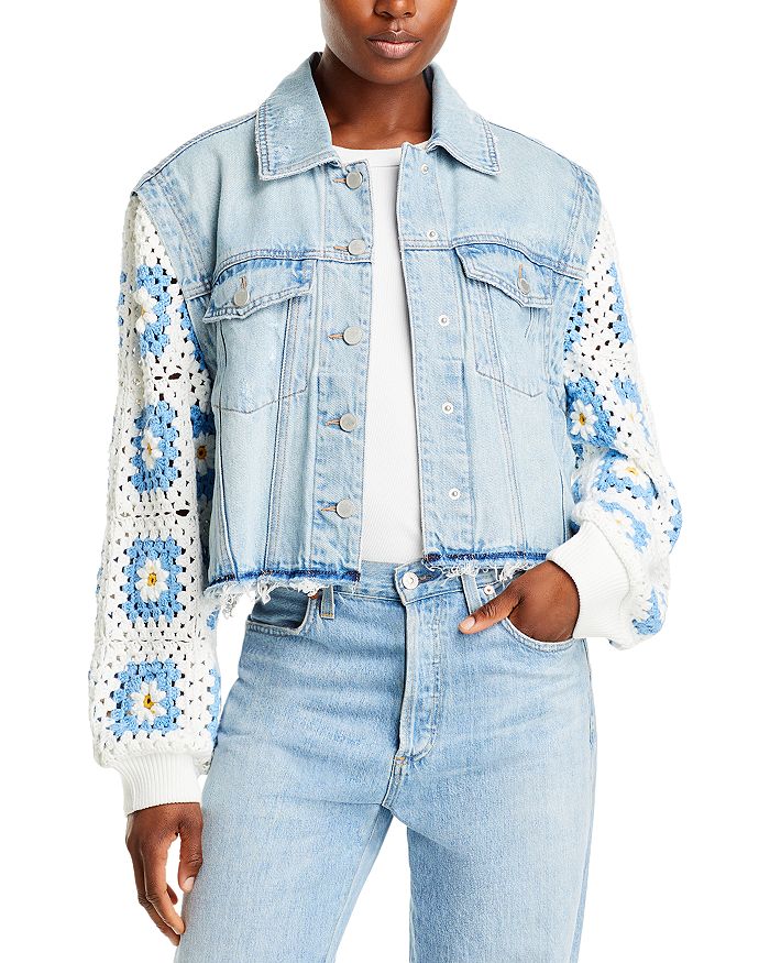 BLANKNYC Crochet Sleeve Denim Jacket Bloomingdale's