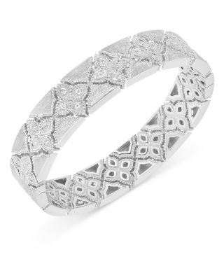 Roberto Coin - 18K White Gold Venetian Princess Diamond Satin Bangle Bracelet
