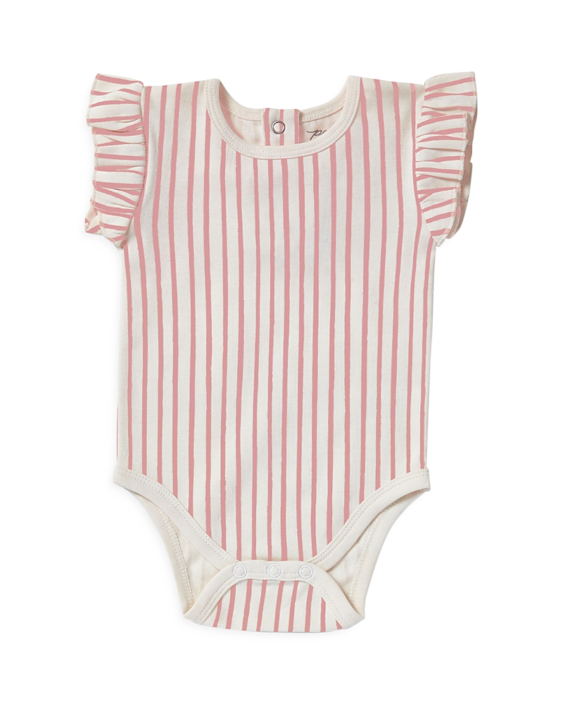 Pehr Stripes Away Ruffle Bodysuit In Peony