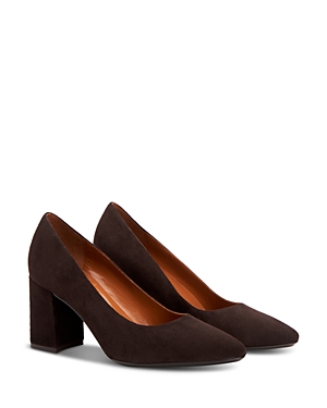 Aquatalia Peony Suede Block-heel Pumps In Espresso