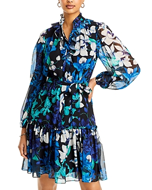 Kobi Halperin Paisley Floral-print Balloon-sleeve Midi Dress In Iris Blue