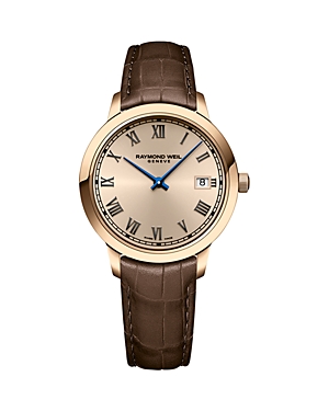 Shop Raymond Weil Toccata Watch, 34mm In Rose Gold/brown