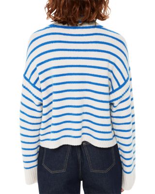 Stripe Rib Detail Funnel Knit Sweater