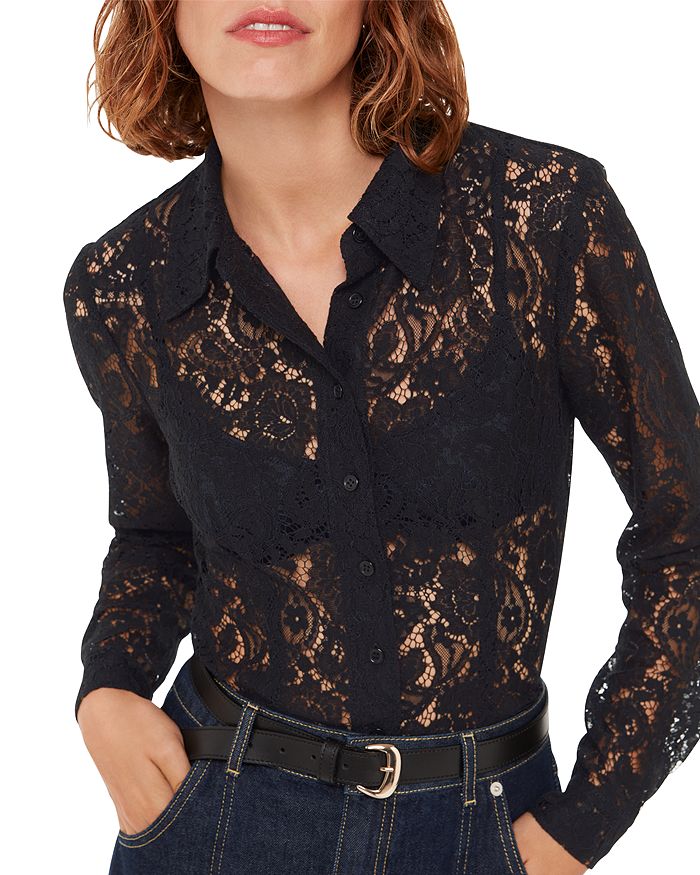 Whistles Lucy Seam Detail Lace Shirt