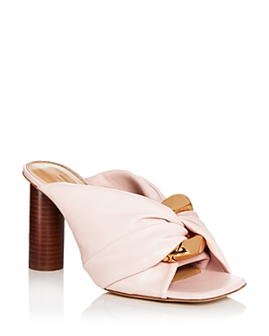 Shop Jw Anderson Women's Square Toe Twist Strap High Heel Sandals In Pink