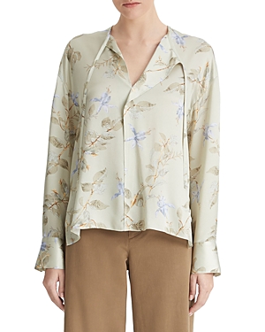 Vince Bellflower Silk Tie Neck Blouse