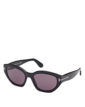 Shop Tom Ford Geometric Square Acetate Sunglasses, 55mm In Black/purple Solid