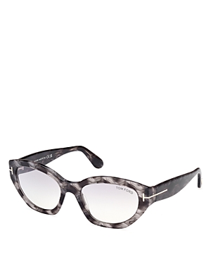 Tom Ford Geometric Square Acetate Sunglasses, 55mm In Gray/gray Mirrored Gradient