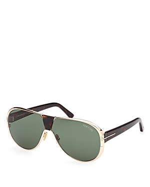 Shop Tom Ford Pilot Sunglasses, 64mm In Gold/green Solid