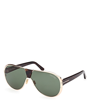 Tom Ford Men's Vincenzo 64mm Pilot Sunglasses In Gold/green Solid
