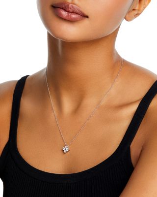 Diamond Flower Pendant Necklace in 14K White Gold, 1.0 tcw