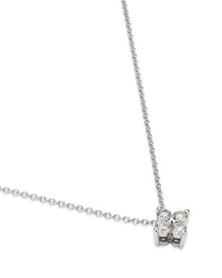 Diamond Flower Pendant Necklace in 14K White Gold, 0.25 tcw