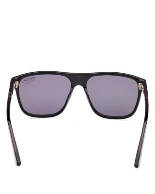 Black Polarized Square Sunglasses, 58mm