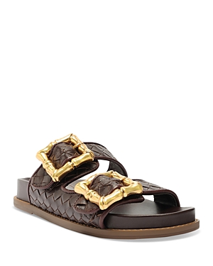 Shop Schutz Women's Enola Slip On Buckled Slide Sandals In Dark Chocolate