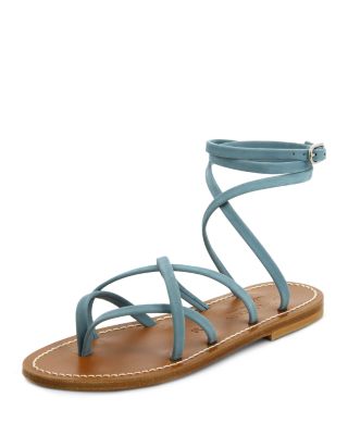 K.Jacques - Women's Zenobie Leather Ankle Wrap Thong Sandals