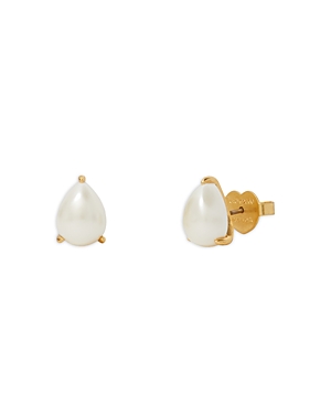 Shop Kate Spade New York Brilliant Statements Imitation Pearl Stud Earrings In Gold Tone In White/gold
