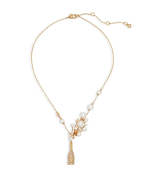 Kate Spade Champagne Bottle Pendant Necklace In Gold/white