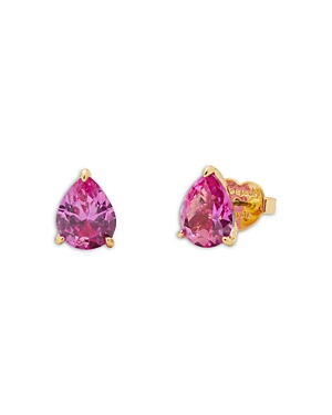 Shop Kate Spade New York Brilliant Statements Color Crystal Stud Earrings In Gold Tone In Pink/gold
