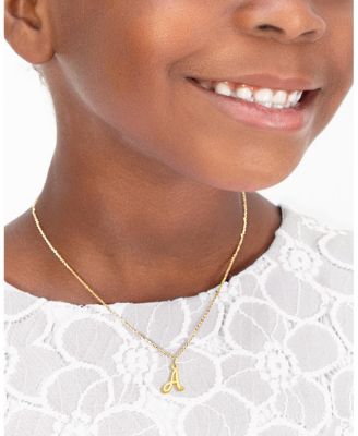  Girls 14K Gold Diamond Initial 13-14" Necklace - Children