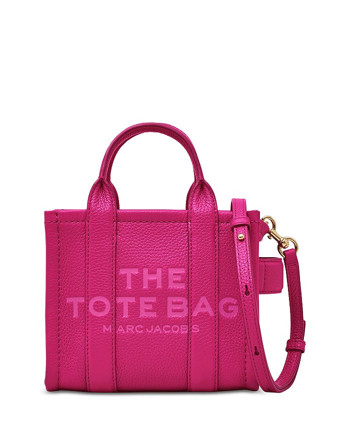 Marc Jacobs The Leather Mini Tote In Lipstick Pink/gold